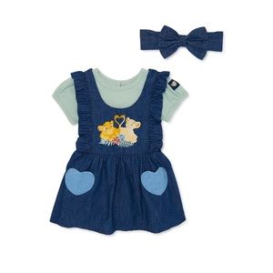 The Lion King Baby Girls Pinafore Dress, Bodysuit and Headband, 3-Piece Set